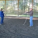 Bruce demonstrating rope handling with Connie